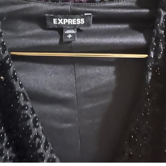 Express Long Sleeve Black Velvet Bodysuit. Sparkly - Stretchy - Thong Like New! - Picture 5 of 7